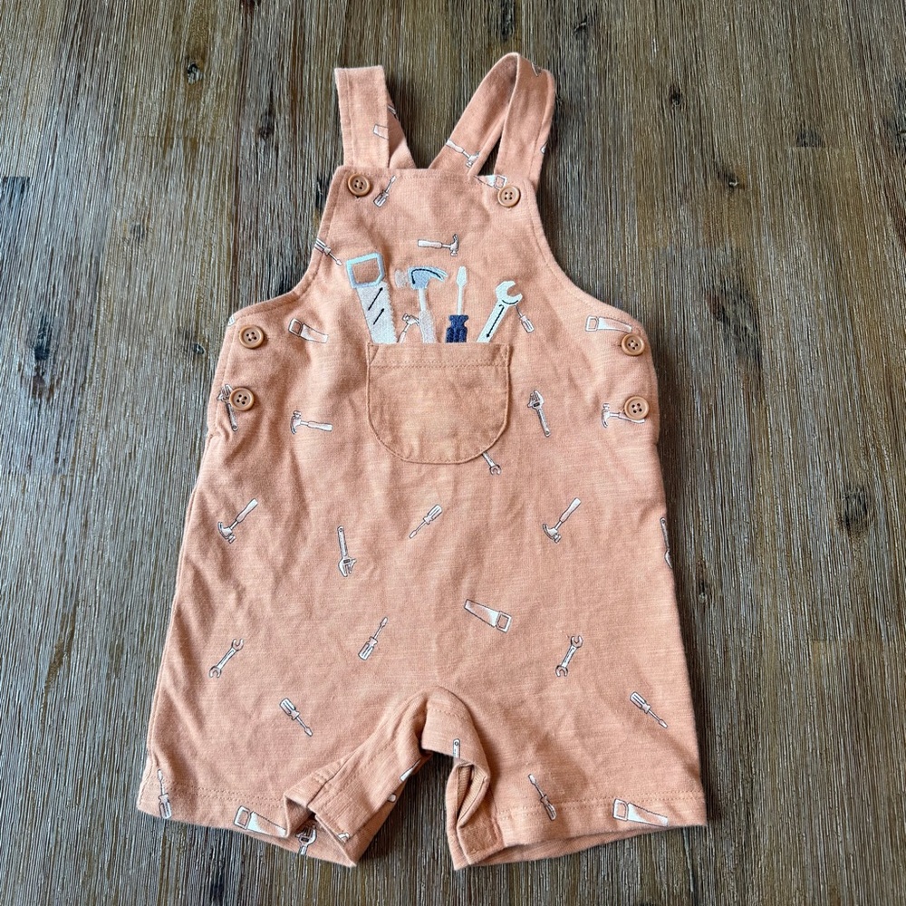 Pekkle baby tool theme shortalls short overalls size 12 months